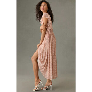 NWT Anthropologie V-Neck Flutter-Sleeve Dress - Large